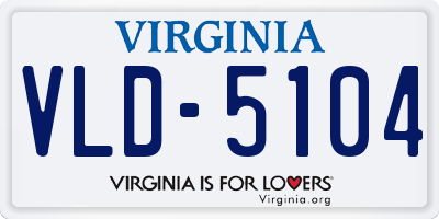 VA license plate VLD5104