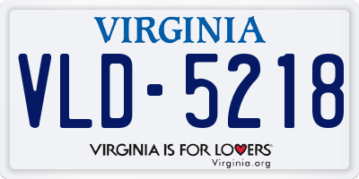VA license plate VLD5218