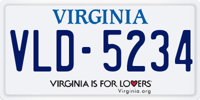 VA license plate VLD5234