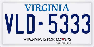 VA license plate VLD5333