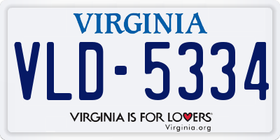 VA license plate VLD5334