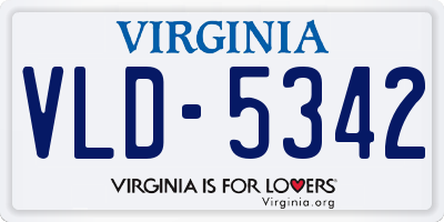 VA license plate VLD5342