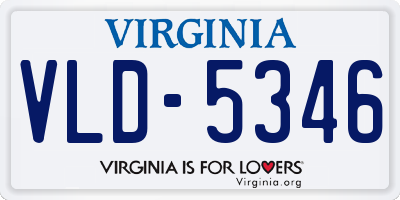 VA license plate VLD5346