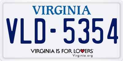 VA license plate VLD5354