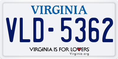 VA license plate VLD5362