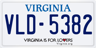 VA license plate VLD5382