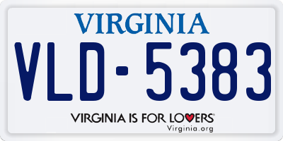 VA license plate VLD5383