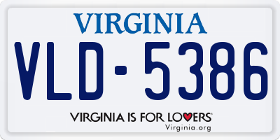 VA license plate VLD5386