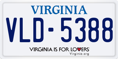 VA license plate VLD5388