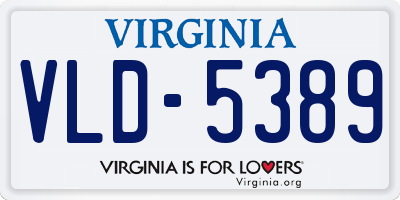 VA license plate VLD5389