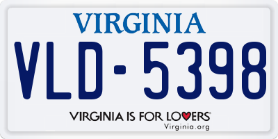 VA license plate VLD5398