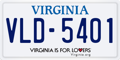 VA license plate VLD5401