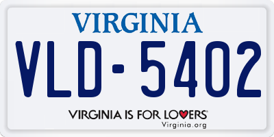 VA license plate VLD5402
