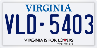 VA license plate VLD5403