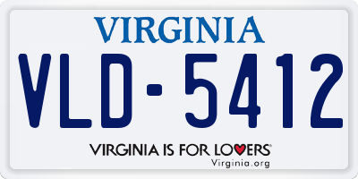 VA license plate VLD5412