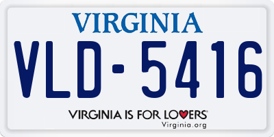 VA license plate VLD5416