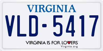 VA license plate VLD5417