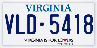 VA license plate VLD5418
