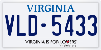 VA license plate VLD5433