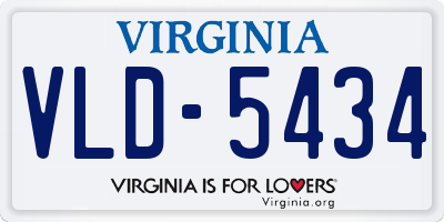 VA license plate VLD5434