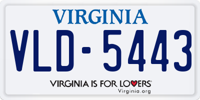 VA license plate VLD5443