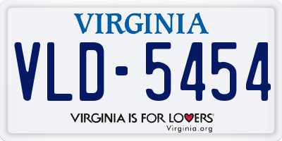 VA license plate VLD5454