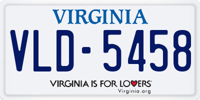 VA license plate VLD5458