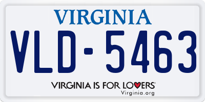 VA license plate VLD5463