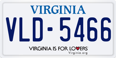 VA license plate VLD5466