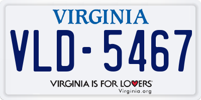 VA license plate VLD5467