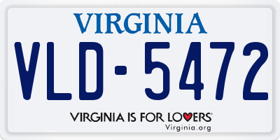 VA license plate VLD5472