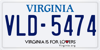 VA license plate VLD5474