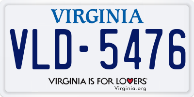 VA license plate VLD5476