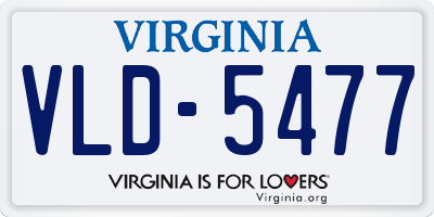 VA license plate VLD5477