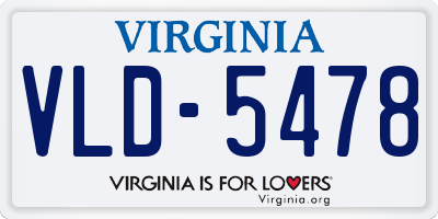 VA license plate VLD5478