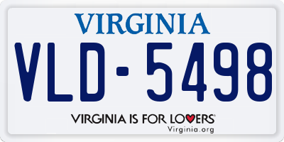 VA license plate VLD5498