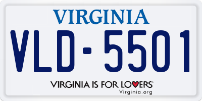 VA license plate VLD5501
