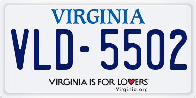 VA license plate VLD5502