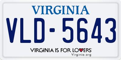 VA license plate VLD5643