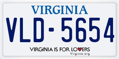 VA license plate VLD5654