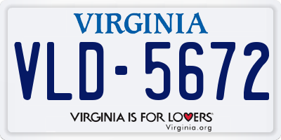VA license plate VLD5672