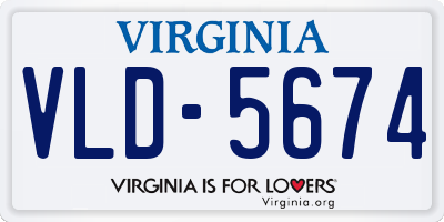 VA license plate VLD5674