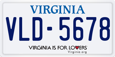 VA license plate VLD5678