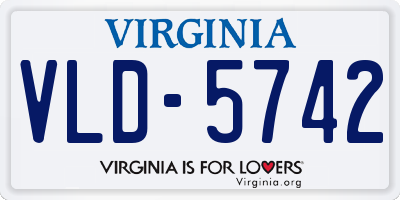 VA license plate VLD5742