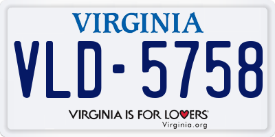 VA license plate VLD5758