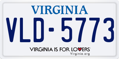VA license plate VLD5773