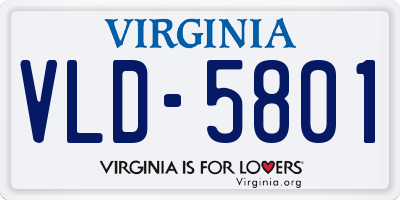 VA license plate VLD5801