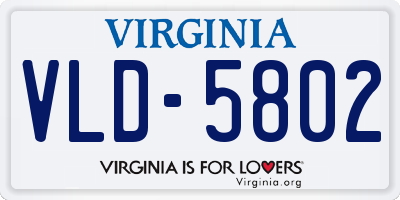 VA license plate VLD5802