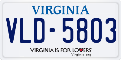 VA license plate VLD5803