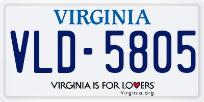 VA license plate VLD5805
